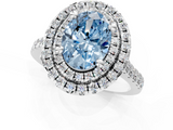 White gold Double Halo Fancy Blue Oval  Diamond Pave Band with Four-Prong Setting_74