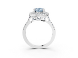 White gold Double Halo Fancy Blue Oval  Diamond Pave Band with Four-Prong Setting_79