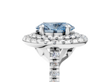 White gold Double Halo Fancy Blue Oval  Diamond Pave Band with Four-Prong Setting_81