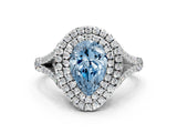 White gold Double Halo Fancy Blue Pear Cut Diamond Split Shank Engagement Ring with Four-Prong Setting_27