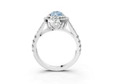 White gold Double Halo Fancy Blue Pear Cut Diamond Split Shank Engagement Ring with Four-Prong Setting_30