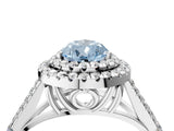 White gold Double Halo Fancy Blue Pear Cut Diamond Split Shank Engagement Ring with Four-Prong Setting_31