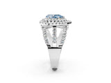 White gold Double Halo Fancy Blue Pear Cut Diamond Split Shank Pave Set Ring_5