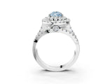 White gold Double Halo Fancy Blue Pear Cut Diamond Split Shank Pave Set Ring_6