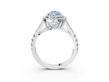 White gold Double Halo Fancy Blue Pear  Cut Diamond Split Shank Ring with Four Prong Setting_23