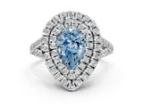 White gold Double Halo Fancy Blue Pear  Cut Pave Split Shank Prong Set Ring_15