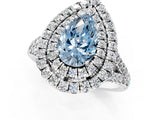 White gold Double Halo Fancy Blue Pear  Cut Pave Split Shank Prong Set Ring_16