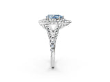 White gold Double Halo Fancy Blue Pear  Cut Pave Split Shank Prong Set Ring_17