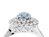 White gold Double Halo Fancy Blue Pear  Cut Pave Split Shank Prong Set Ring_19
