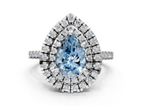 White gold Double Halo Fancy Blue Pear  Diamond Pave Band with Four-Prong Setting_41