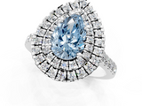White gold Double Halo Fancy Blue Pear  Diamond Pave Band with Four-Prong Setting_42