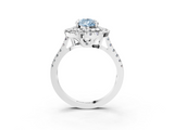 White gold Double Halo Fancy Blue Pear  Diamond Pave Band with Four-Prong Setting_44