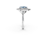 White gold Double Halo Fancy Blue Pear  Diamond Pave Band with Four-Prong Setting_45
