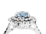 White gold Double Halo Fancy Blue Pear  Diamond Pave Band with Four-Prong Setting_45