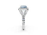 White gold Double Halo Fancy Blue Princess Cut Diamond Split Shank Engagement Ring with Four-Prong Setting_29