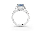 White gold Double Halo Fancy Blue Princess Cut Diamond Split Shank Engagement Ring with Four-Prong Setting_30