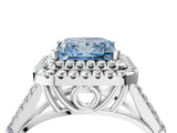 White gold Double Halo Fancy Blue Princess Cut Diamond Split Shank Engagement Ring with Four-Prong Setting_31