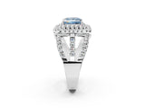 White gold Double Halo Fancy Blue Princess Cut Diamond Split Shank Pave Set Ring_5