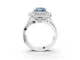 White gold Double Halo Fancy Blue Princess Cut Diamond Split Shank Pave Set Ring_6