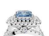 White gold Double Halo Fancy Blue Princess Cut Diamond Split Shank Pave Set Ring_7