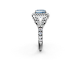 White gold Double Halo Fancy Blue Princess  Cut Diamond Split Shank Ring with Four Prong Setting_22
