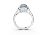 White gold Double Halo Fancy Blue Princess  Cut Diamond Split Shank Ring with Four Prong Setting_24