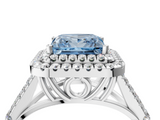 White gold Double Halo Fancy Blue Princess  Cut Diamond Split Shank Ring with Four Prong Setting_24