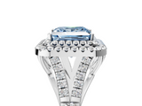 White gold Double Halo Fancy Blue Princess  Cut Diamond Split Shank Ring with Four Prong Setting_25