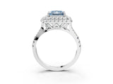 White gold Double Halo Fancy Blue Princess  Cut Pave Split Shank Prong Set Ring_18