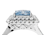 White gold Double Halo Fancy Blue Princess  Cut Pave Split Shank Prong Set Ring_19