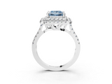 White gold Double Halo Fancy Blue Princess  Diamond Pave Band with Four-Prong Setting_46