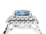 White gold Double Halo Fancy Blue Princess  Diamond Pave Band with Four-Prong Setting_47