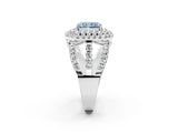 White gold Double Halo Fancy Blue Radiant Cut Diamond Split Shank Pave Set Ring_5