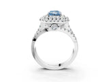 White gold Double Halo Fancy Blue Radiant Cut Diamond Split Shank Pave Set Ring_6