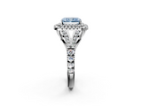 White gold Double Halo Fancy Blue Radiant  Cut Diamond Split Shank Ring with Four Prong Setting_22