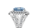 White gold Double Halo Fancy Blue Radiant  Cut Diamond Split Shank Ring with Four Prong Setting_25