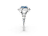 White gold Double Halo Fancy Blue Radiant  Cut Pave Split Shank Prong Set Ring_17