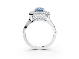 White gold Double Halo Fancy Blue Radiant  Cut Pave Split Shank Prong Set Ring_18
