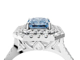White gold Double Halo Fancy Blue Radiant  Cut Pave Split Shank Prong Set Ring_19