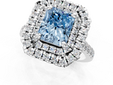 White gold Double Halo Fancy Blue Radiant  Diamond Pave Band with Four-Prong Setting_44