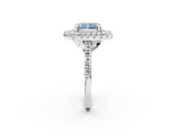 White gold Double Halo Fancy Blue Radiant  Diamond Pave Band with Four-Prong Setting_46