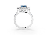White gold Double Halo Fancy Blue Radiant  Diamond Pave Band with Four-Prong Setting_47
