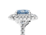 White gold Double Halo Fancy Blue Radiant  Diamond Pave Band with Four-Prong Setting_48
