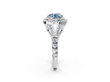 White gold Double Halo Fancy Blue Round Cut Diamond Split Shank Engagement Ring with Four-Prong Setting_29