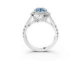 White gold Double Halo Fancy Blue Round Cut Diamond Split Shank Engagement Ring with Four-Prong Setting_30
