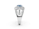 White gold Double Halo Fancy Blue Round Cut Diamond Split Shank Pave Set Ring_5