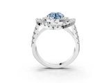 White gold Double Halo Fancy Blue Round Cut Diamond Split Shank Prong Setting Ring_3