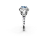 White gold Double Halo Fancy Blue Round  Cut Diamond Split Shank Ring with Four Prong Setting_22