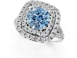 White gold Double Halo Fancy Blue Round  Cut Pave Split Shank Prong Set Ring_16
