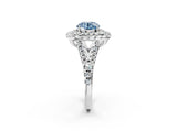 White gold Double Halo Fancy Blue Round  Cut Pave Split Shank Prong Set Ring_17